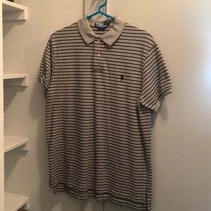 Polo by Ralph Lauren - Gray with Black Stripes - Size Large - 100% Cotton